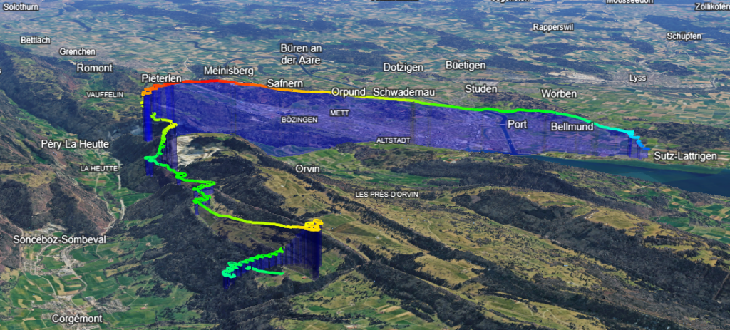 Evening Flight from Le Cernil to Sutz Camping